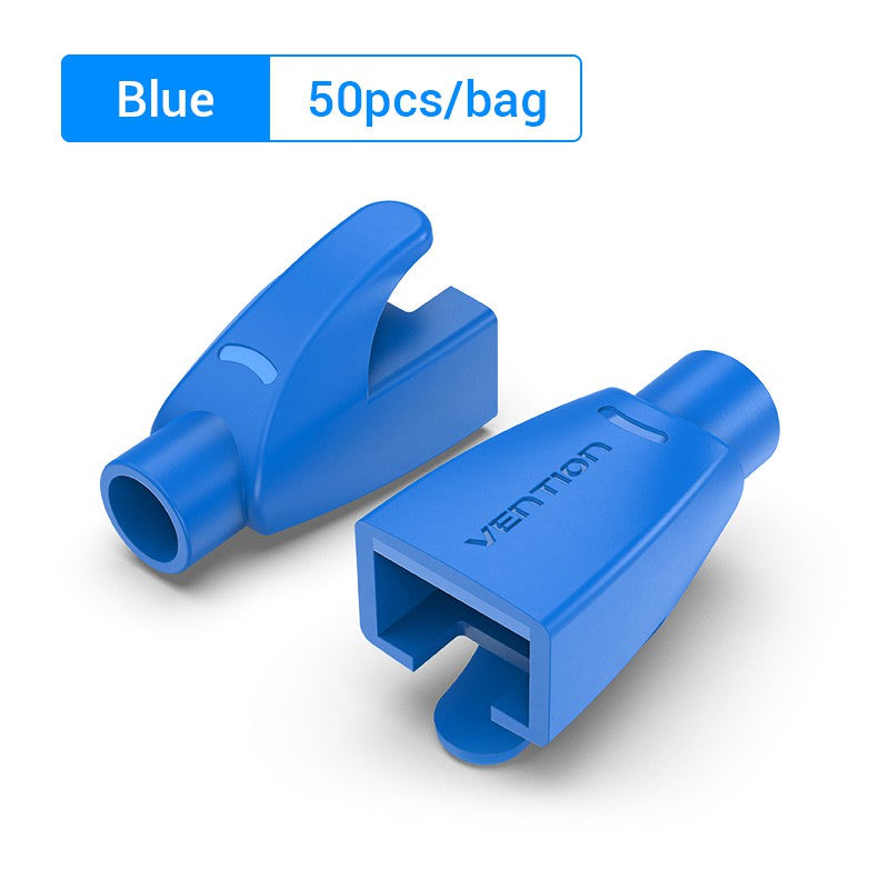 Vention Waterproof and Dustproof PVC Strain Relief Boots Covers for Ethernet LAN RJ45 Network Cables (Pack of 50) | (Blue)