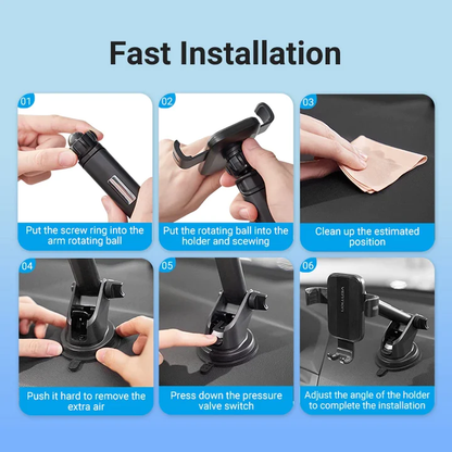 [CLEARANCE] Vention Car Phone Mount Auto-Clamping for Dashboard Console with Suction Cup Square Type | KCOB0