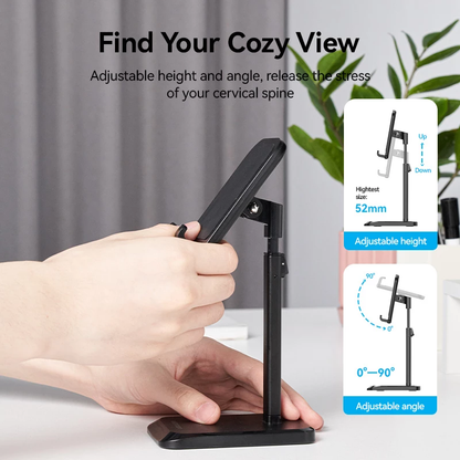 [CLEARANCE] Vention Desktop Mobile Phone Tablet Stand Aluminum Alloy Type with Adjustable Height (Black) | KCQ