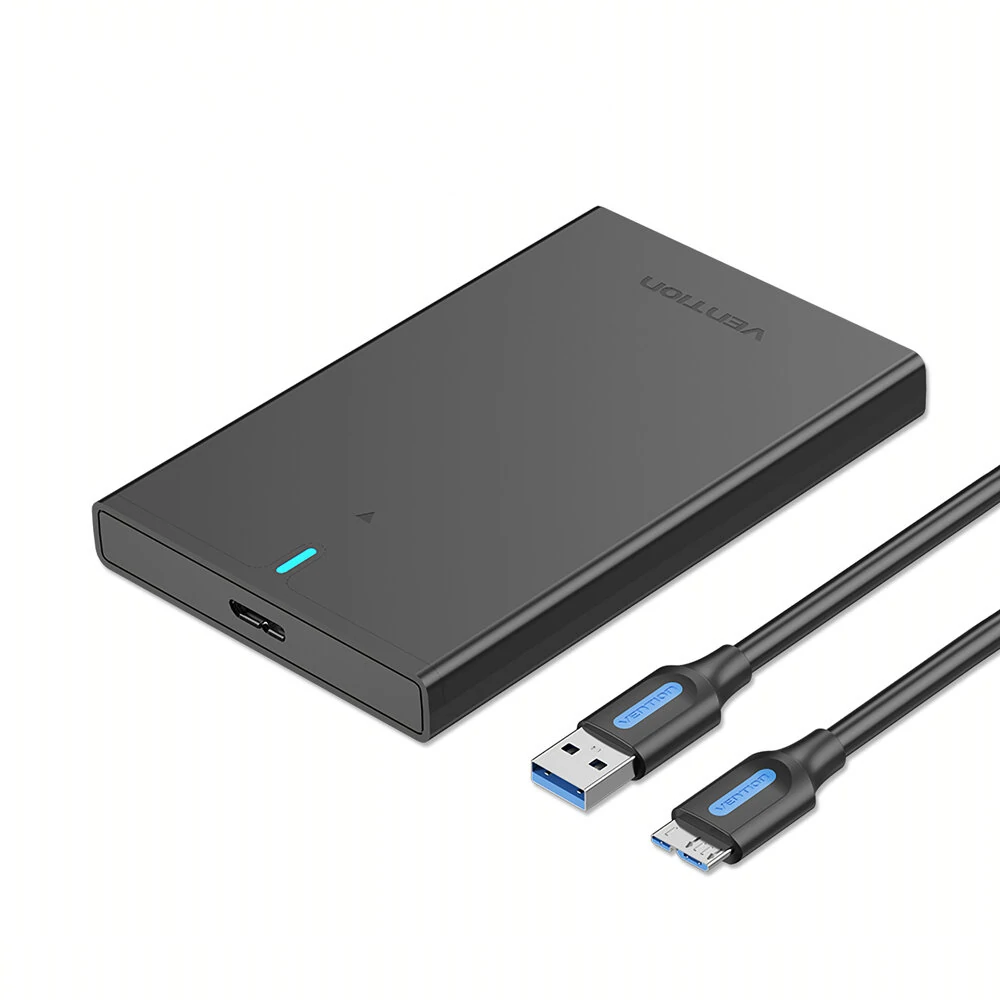 Vention USB 3.0 Micro-B / 3.1 Gen2 Type-C HDD SSD 2.5" SATA Hard Disk and Solid State Drive Enclosure with Up to 5Gbps - 6Gbps Data Transfer Rate for Computers, Consoles, TV, and Routers | KPAB0 KPBB0