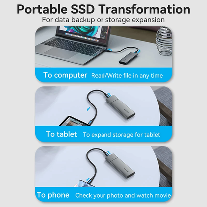 [CLEARANCE] Vention USB3.1 Gen 2-C M.2 NVME SSD Enclosure 10Gbps Nickel-plated Hard Drive Aluminum Alloy Type Compatible with Multiple Systems for 2230/2242/2260/2280 (Gray) | KPGH0