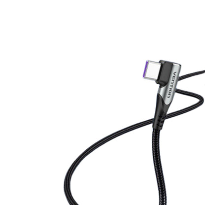 [CLEARANCE] Vention USB-C Male to Right Angle Male Charging Cable 480Mbps 90 Degree Braided Nickel-Plated for Smartphones (Gray) (0.5M, 1M) | TAKH