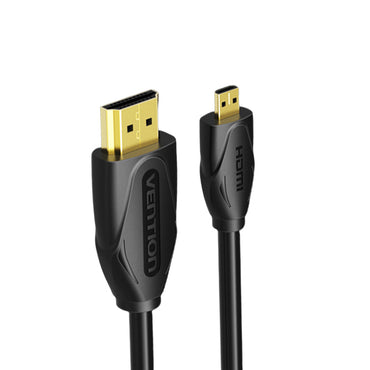 Vention Micro HDMI to HDMI Cable 4K HDR 60Hz Gold-Plated Cord with 18Gbps High Speed Ethernet for Monitor, Projector, TV, Camera (Black) (1.5M) | VAA-D03-B150
