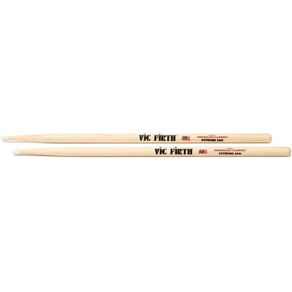 Vic Firth American Classic Extreme 5A Hickory Wood Tear Drop Tip Drumsticks (Pair) Drum Sticks for Drums and Percussion (Wood, Nylon Tips)
