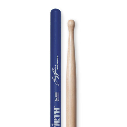 Vic Firth SHAR2 Gavin Harrison Signature Royal Blue Lacquer Hickory Blended Tip Drumsticks with Medium Taper for Drums and Cymbals