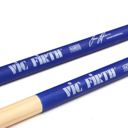 Vic Firth SHAR2 Gavin Harrison Signature Royal Blue Lacquer Hickory Blended Tip Drumsticks with Medium Taper for Drums and Cymbals