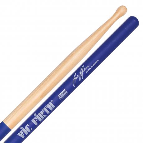 Vic Firth SHAR2 Gavin Harrison Signature Royal Blue Lacquer Hickory Blended Tip Drumsticks with Medium Taper for Drums and Cymbals
