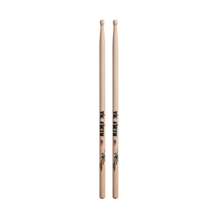 Vic Firth STB1 Terry Bozzio Phase 1 Signature Lacquer Hickory Reversed Tear Drop Tip Drumsticks with Short Taper for Drums and Cymbals