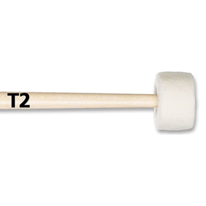 Vic Firth T2 Timpani Cartwheel American Custom Felt White Hickory Mallet Percussion Drum Stick for Marching and Concert Performances