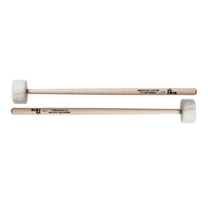Vic Firth T2 Timpani Cartwheel American Custom Felt White Hickory Mallet Percussion Drum Stick for Marching and Concert Performances