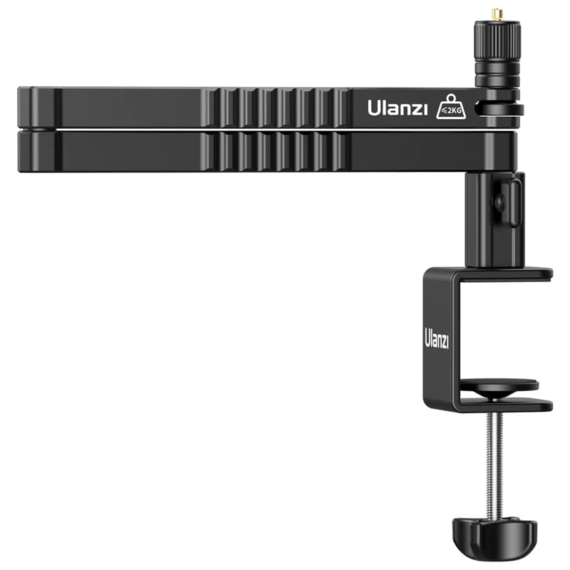 Vijim by Ulanzi LS26 Low Profile Microphone Boom Arm with 2kg Load Capacity, 48cm / 19" Horizontal Range and C-Shape Padded Table Clamp | 2991