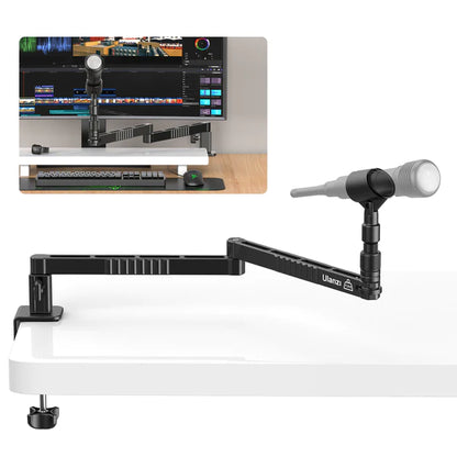 Vijim by Ulanzi LS26 Low Profile Microphone Boom Arm with 2kg Load Capacity, 48cm / 19" Horizontal Range and C-Shape Padded Table Clamp | 2991