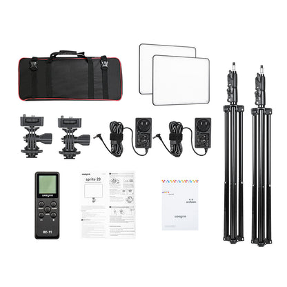 Viltrox Weeylite Sprite 20 RGB 30W 2pcs LED Panel Light Kit with 360 Degree Full Color, 2500K~8500K Color Temperature, Wireless Remote, Mobile App Control and Knob Adjustment for Studio Photography