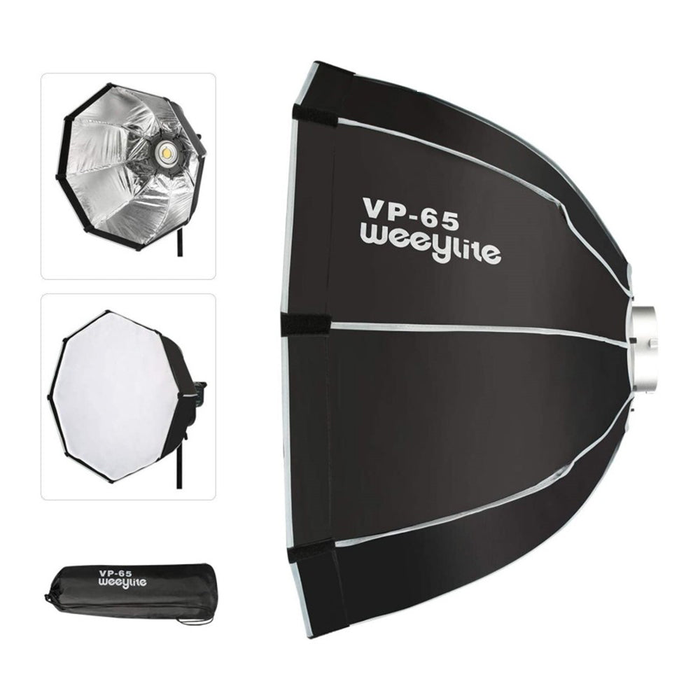 Viltrox Weeylite VP-65 65cm Foldable Octagonal Parabolic Softbox with 41cm Depth, Silver Inner Coating, External Diffuser and Carrying Bag for Weeylite Ninja 400 LED SpotLight