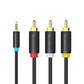 Vention TRS 2.5mm to Triple RCA 2-Meters Gold Plated (BCC) Audio and Video Cable for TV, TV Box, PC, Laptops, Amplifiers, Speakers