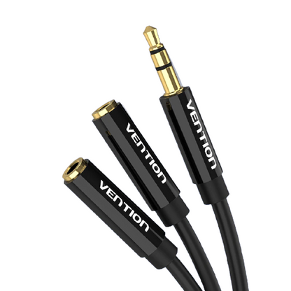 Vention TRS 3.5mm Male to Dual 3.5mm Female 0.3-Meter ABS Type Gold Plated (BBSBY) Stereo Splitter Cable for Speakers, Mobile Phones, PC, Laptop