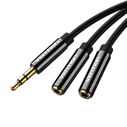 [CLEARANCE] Vention TRS 3.5mm Male to Dual TRS 3.5mm Female 0.3-Meter Gold Plated (BBW) Audio Splitter Cable for Mobile Phones, Laptops, Speakers