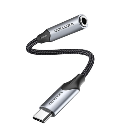 Vention USB Type-C Male to TRS OMTP/CTIA 3.5mm Female 0.1-Meter Cotton Braided Gold Plated (BGM) Audio / Microphone USB Adapter for 3C Accessories, Mobile Phones, Speakers