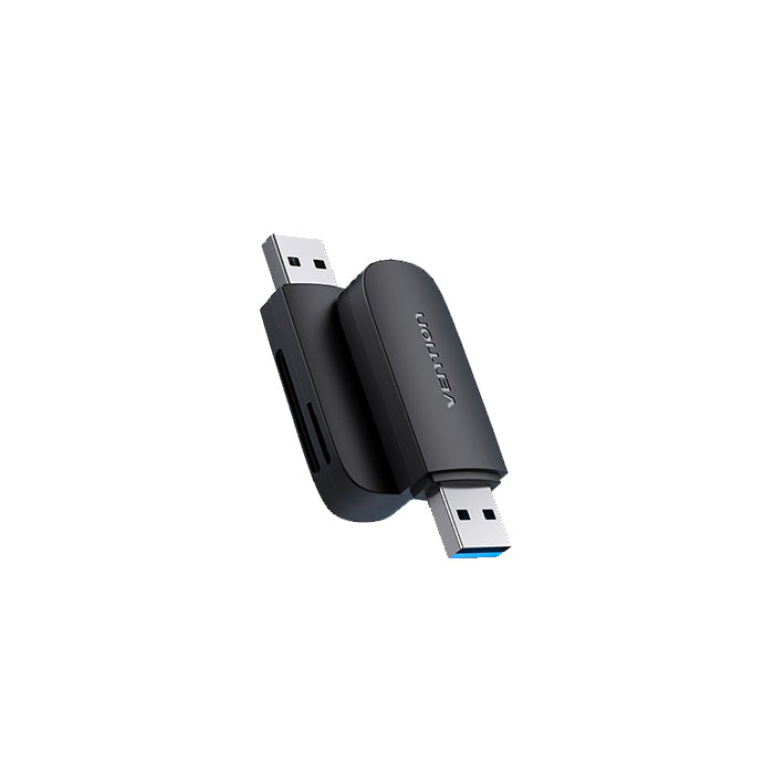 Vention 2-in-1 USB 3.0 / 2.0 A Card Reader with SD+TF Dual Ports Compatible with Multiple Systems for Phone, Camera, PC (Black)