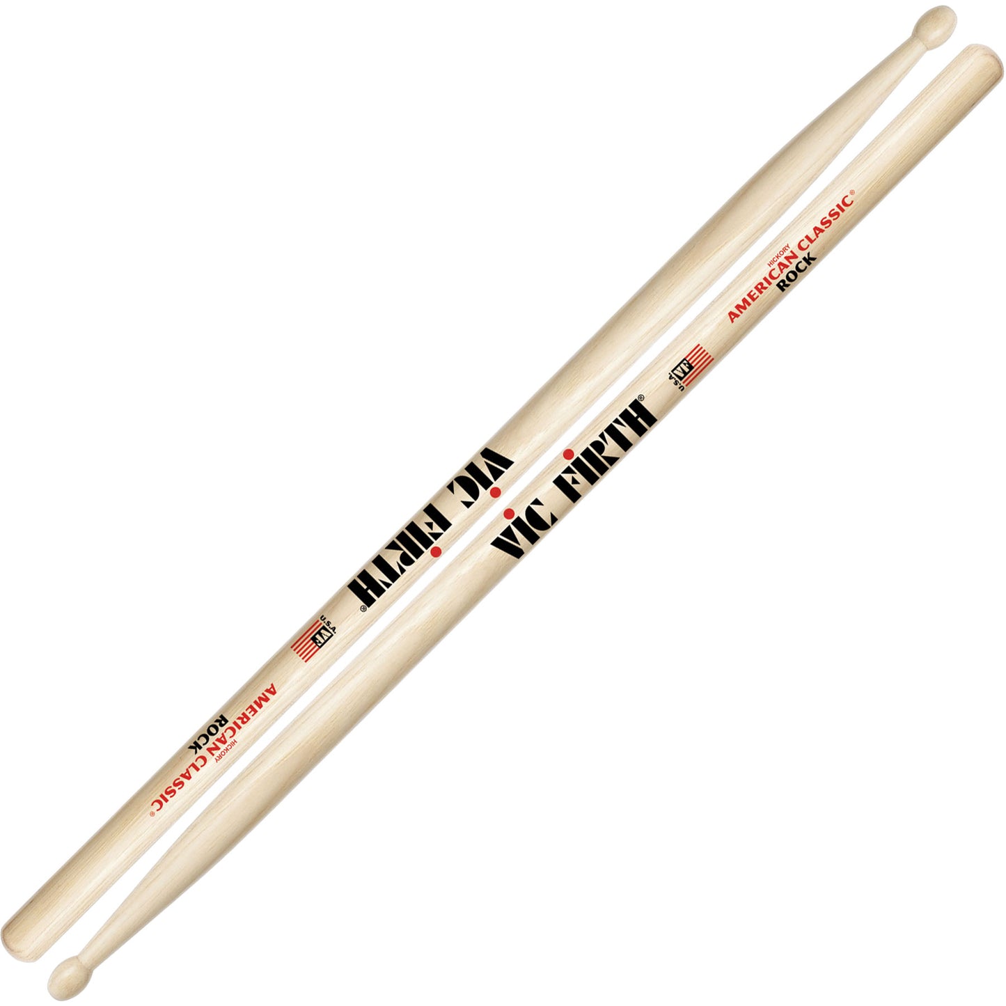 Vic Firth ROCKN American Classic Hickory Wood Oval Tip Rock Drumsticks (Pair) Drum Sticks for Drums and Percussion (Wood, Nylon Tip)