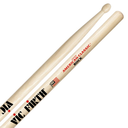 Vic Firth ROCKN American Classic Hickory Wood Oval Tip Rock Drumsticks (Pair) Drum Sticks for Drums and Percussion (Wood, Nylon Tip)