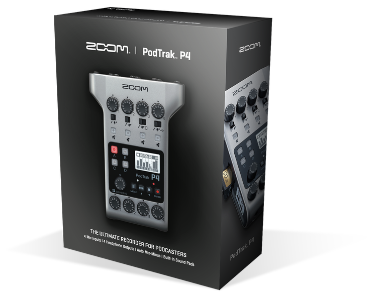 Zoom Podtrak P4 Podcast Voice Recorder with Customizable Sound Pads for Podcast and Remote Interviews