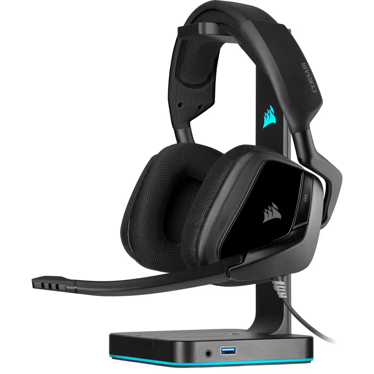 CORSAIR Void Elite Premium Gaming Headset with 7.1 Surround Sound, Flip-Up to Mute Omnidirectional Microphone, iCUE EQ Equalizer App Support and USB Adapter for PC Computer Laptop Gaming Consoles (Carbon) | CA-9011205-AP