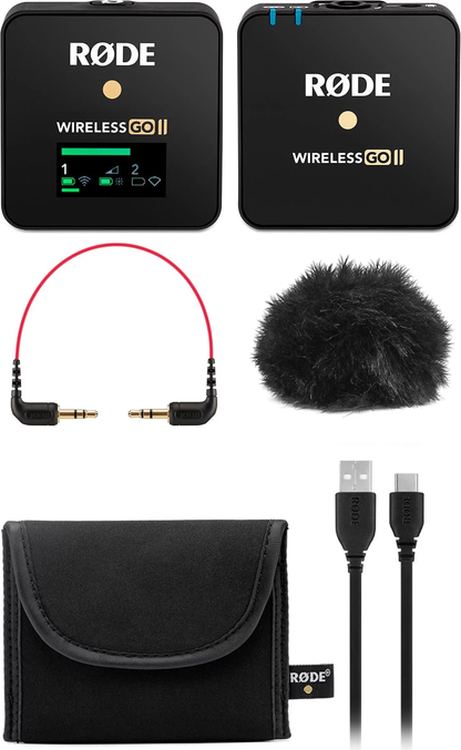 RODE Wireless GO II Single Compact Digital Wireless Microphone System/Recorder with USB Cable for Android Kit (2.4 GHz, Black)