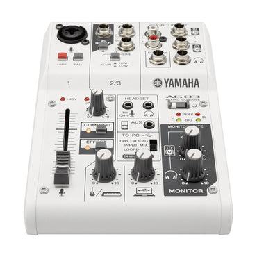 Yamaha AG03 Multipurpose 3-Channel Audio Mixer Interface w/ Recording and Playback, 1 Touch DSP Control Effects & XLR 3 Pin, 6.35mm 3.5mm TRS AUX, and RCA Connectors for Audio & Sound Production, Streaming