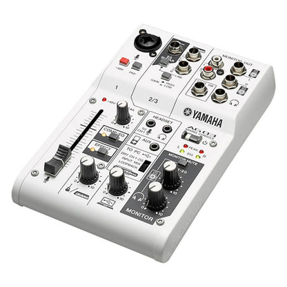 Yamaha AG03 Multipurpose 3-Channel Audio Mixer Interface w/ Recording and Playback, 1 Touch DSP Control Effects & XLR 3 Pin, 6.35mm 3.5mm TRS AUX, and RCA Connectors for Audio & Sound Production, Streaming