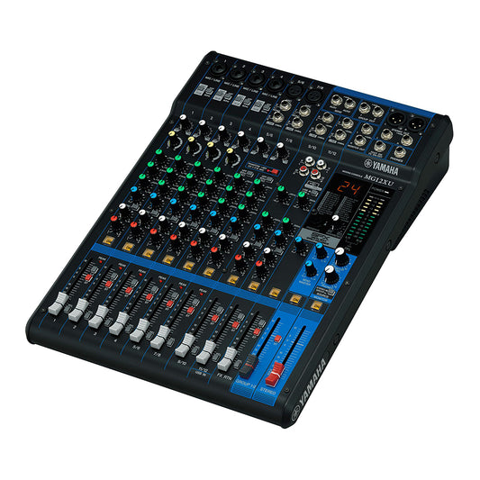 Yamaha MG12XU 12-Channel Audio Mixer with 24 Built-In SPX Effects, 3-Band EQ Equalizer and High Pass Filter, USB, XLR and 6.35mm AUX I/O and CUBASE LE App Support for Studio and Recording | MG 12XU