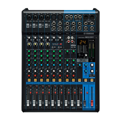 Yamaha MG12 Series 12-Channel Analog Console Mixer USB Audio Interface 12 In / 6 Out with 24 SPX Effects, 3 & 2-Band EQ Equalizer, D-PRE Mic Preamps, 48V Phantom Power for DJ, Audio Mixing, Studio & Recording | MG12 MG12X MG12XU MG12XUK