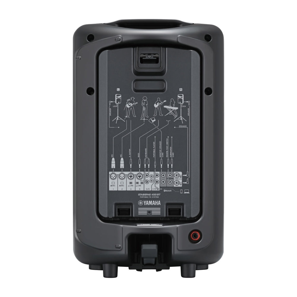 Yamaha STAGEPAS 400BT 8" 400W 2-Way Bass Reflex Passive PA Speaker System with 8-Channel Detachable Mixer, Bluetooth and Hi-Z Switch, Onboard Feedback Suppressor, Reverb Footswitch and Stereo / Mono Input