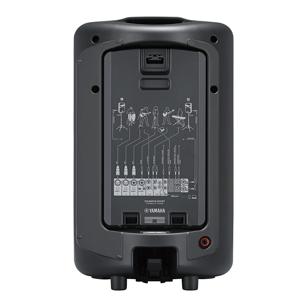 Yamaha STAGEPAS 600BT 10" 600W 2-Way Bass Reflex Passive PA Speaker System with 10-Channel Detachable Mixer, Bluetooth and Hi-Z Switch, Onboard Feedback Suppressor, Reverb Footswitch and Stereo / Mono Input