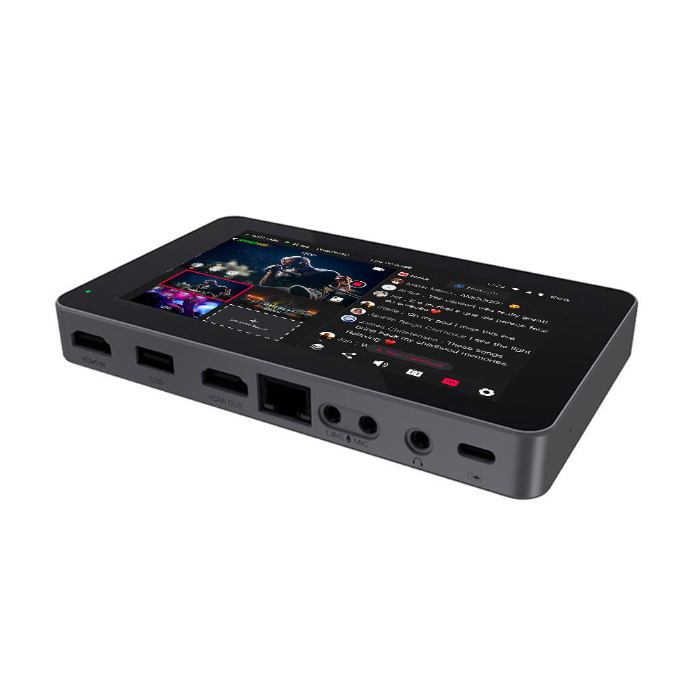 YoloLiv YoloBox 7" 1080P All-in-One Multi-Camera Monitor with Live Streaming / Switcher and Recorder Function, Touchscreen Controls, HDMI and USB Port, SD Card Slot, Wi-Fi, 4G LTE, Ethernet and Built-in 5700mAh Battery