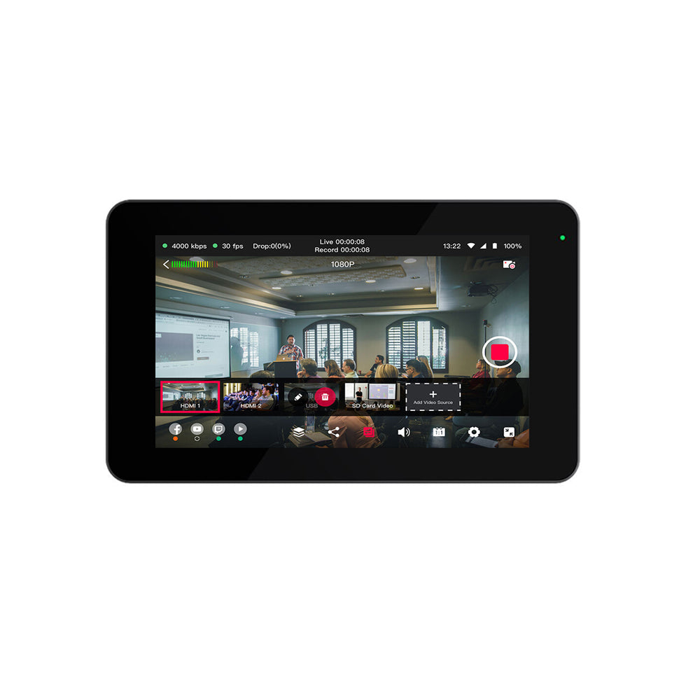 YoloLiv YoloBox Mini Encoder 5.5" 1080P Ultra Portable All-in-One Multi-Camera Monitor with Switcher / Recorder Function, Touchscreen Controls, HDMI, USB, SD Card Slot, Wi-Fi, 4G LTE, Ethernet, and Built-in 4700mAh Battery