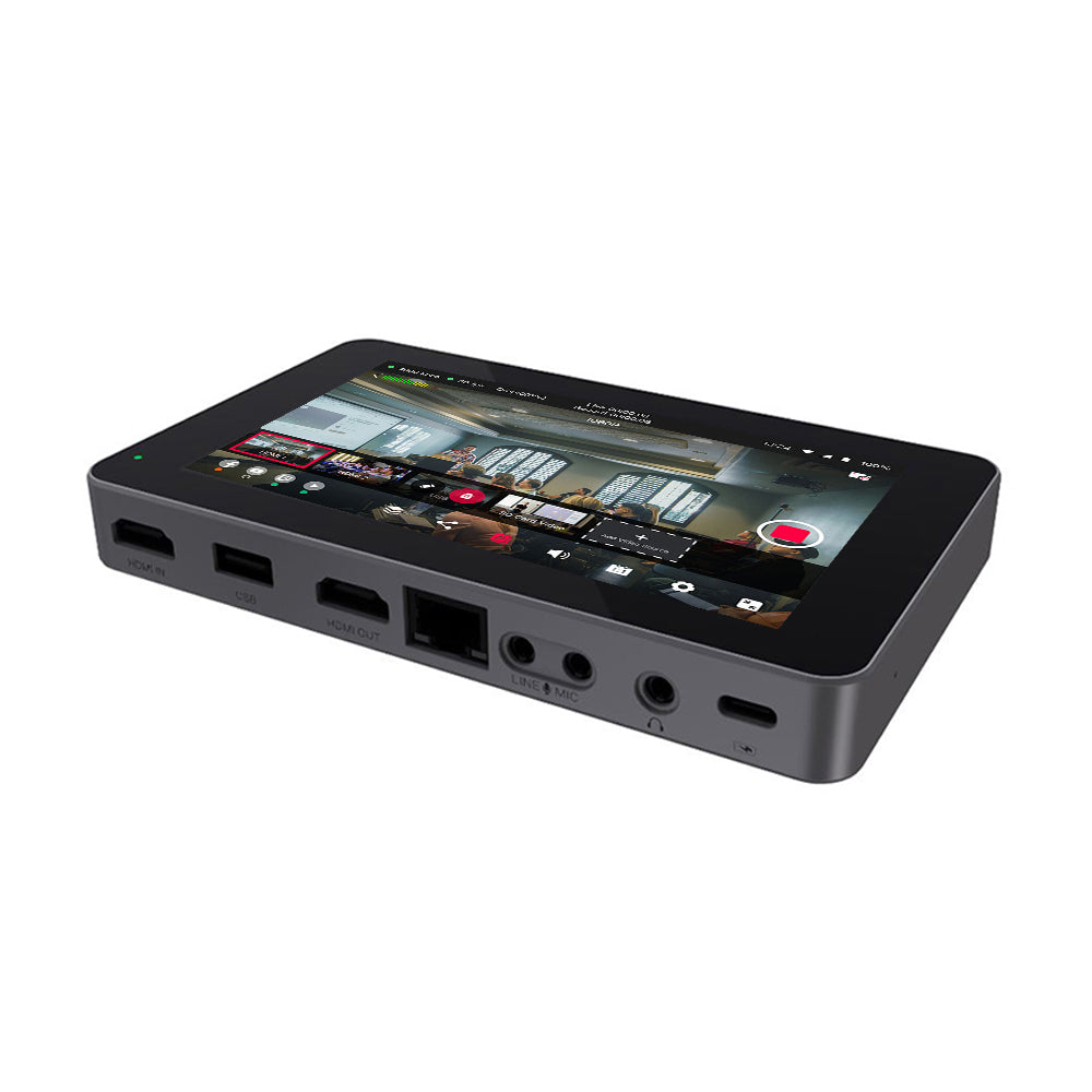 YoloLiv YoloBox Mini Encoder 5.5" 1080P Ultra Portable All-in-One Multi-Camera Monitor with Switcher / Recorder Function, Touchscreen Controls, HDMI, USB, SD Card Slot, Wi-Fi, 4G LTE, Ethernet, and Built-in 4700mAh Battery