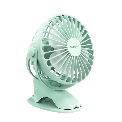 [CLEARANCE] Yoobao Y-F04 6400mAh USB Handheld Mini Air-Cooling Fan Rechargeable with Clip and 4-Level Wind Speed (Green)