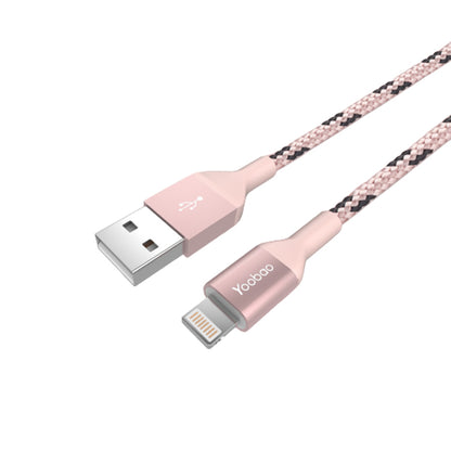 [CLEARANCE] Yoobao 1 meter USB-A to iP Smartphone Male to Male Fast Charging Data Sync Cable Braided Cord (Rose Gold) | YB-415
