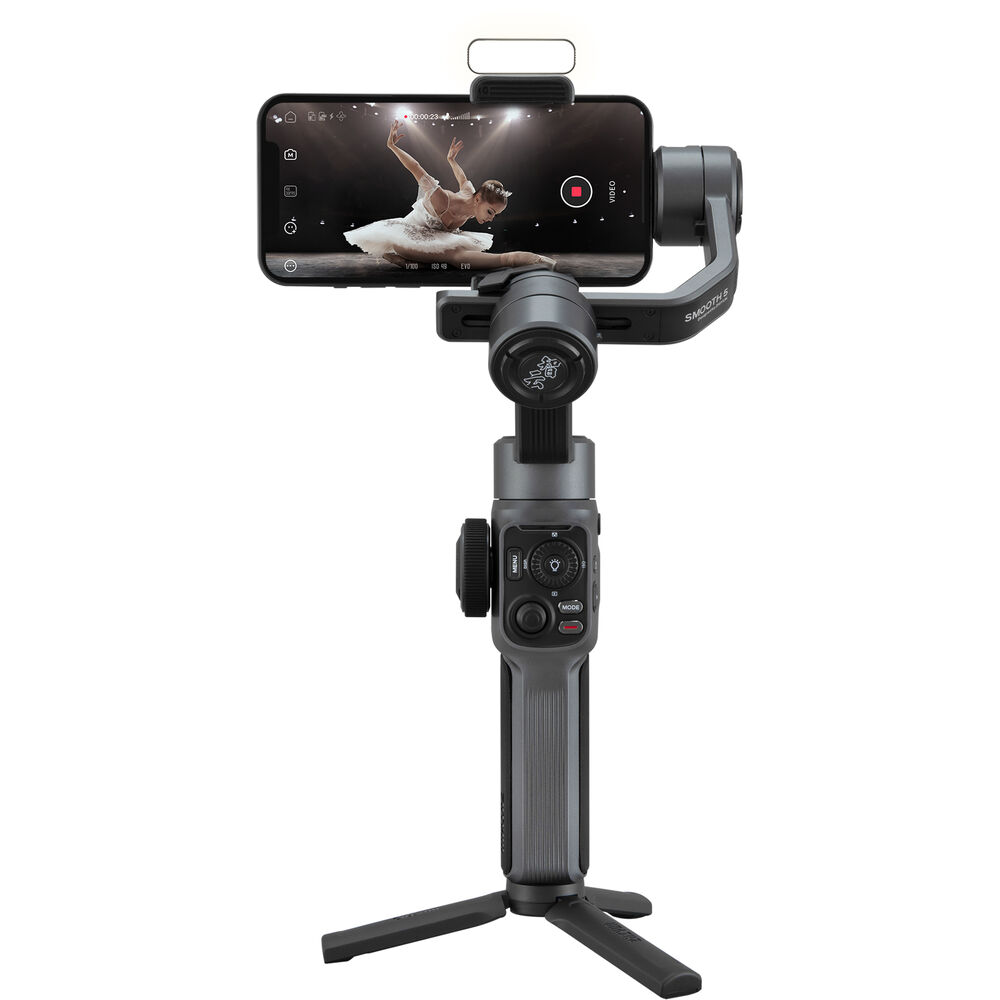 Zhiyun Smooth 5 Smartphone 3-Axis Gimbal Stabilizer Kit with Tripod, 12 Hours Battery Life, USB-C PD Fast Charging, On-board and Mobile App Controls for iPhone & Android Phone