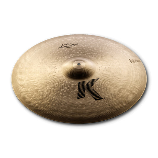 Zildjian K Family 22-inch Custom Medium Ride Cymbals with Good Stick Definition, Clear Bell and Warm Undertone Traditional Top Brilliant Bottom for Drums | K0856