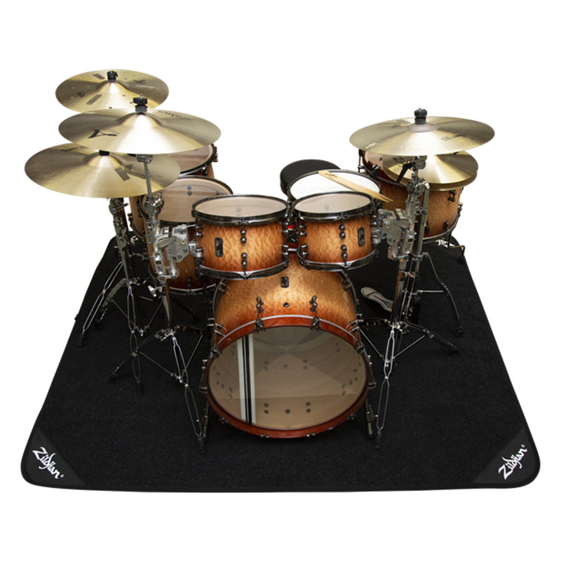 Zildjian Deluxe Black Drum Rug with Logo, Nylon Case, Built-in Strap & Latch for Drum Set | ZRUGI