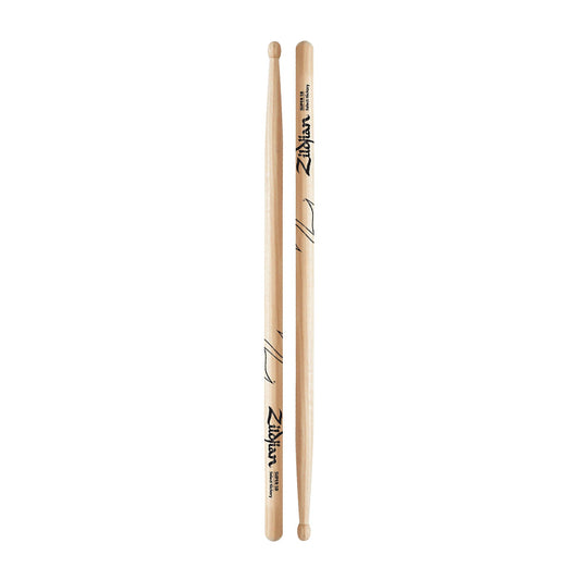 Zildjian Super 5B Lacquer Hickory Drumsticks Short Tapered with Barrel Tips for Drummers | ZS5B