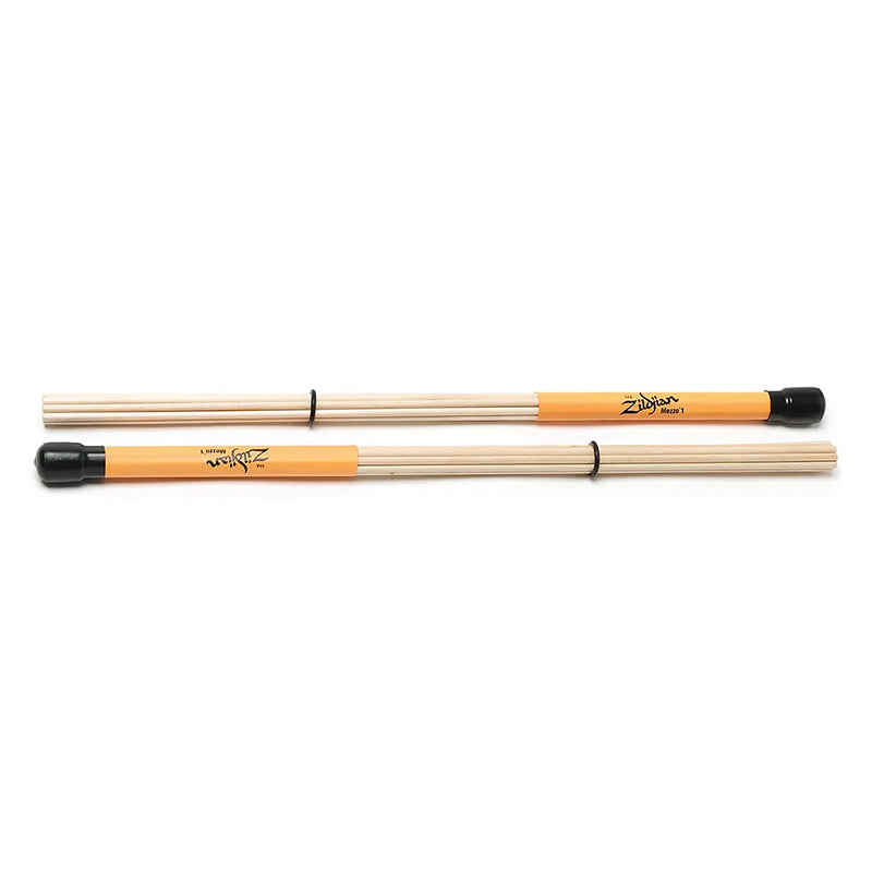 Zildjian Mezzo Multi-Rod Pair Wood Tip  Brush Specialty Drumsticks with Adjustable Ring, Crisp Unique Sounds for Drummers | ZSDM1