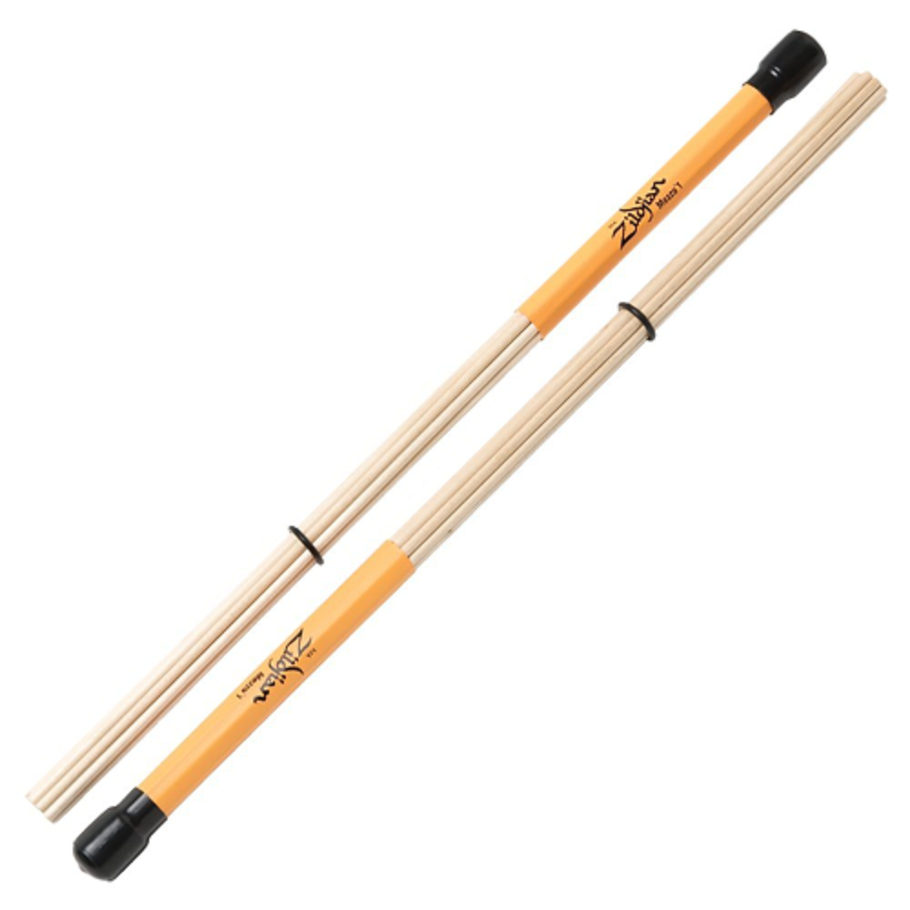 Zildjian Mezzo Multi-Rod Pair Wood Tip  Brush Specialty Drumsticks with Adjustable Ring, Crisp Unique Sounds for Drummers | ZSDM1
