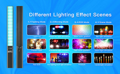 [CLEARANCE] Luxceo P6 RGB LED Video Light Wand with 12 Lightning Control Mode Night Day Photography Photoshoot