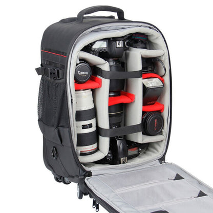 Eirmai Waterproof Shockproof Travelling Camera Backpack with 4-Wheel Trolley Case for DSLR Cameras and Electronic Equipment (EMB-DC420T)
