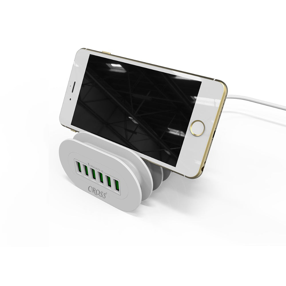 Cross 6-Port USB Charging Hub with 7A Quick Charge for Phone Tablet & Mobile Devices