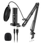 Maono AU-PM422 Professional USB Condenser Cardioid Microphone with 3.5mm Audio Jack Arm Stand Pop Filter for Podcast Livestream Youtube Recording Gaming