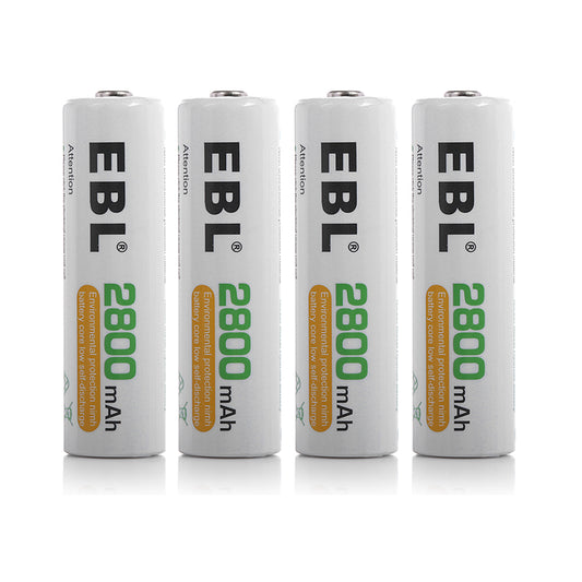 EBL LN-8112 1.2V AA 2800mAh High Power Ni-MH Nickel Metal Hydride Rechargeable Battery with Low Self Discharge, Environmental-Friendly Construction, and Included Storage Case for Portable and Emergency Electronics (Pack of 4)